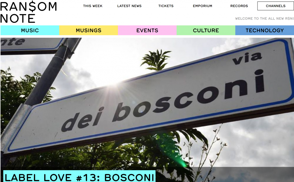 LABEL LOVE ON RANSOME NOTE - BOSCONI